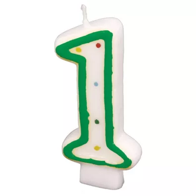 Amscan �wieczka cyferka 1 kropki 7.3cm