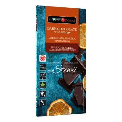 Pure&Good Czekolada gorzka z pomara�cz� ze stewi� bez dodatku cukru bezglutenowa 125 g