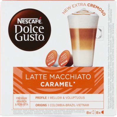 Nescafe Dolce Gusto Latte Macchiato Caramel Kawa w kapsukach 8 x 13,2 g + 8 x 5 g