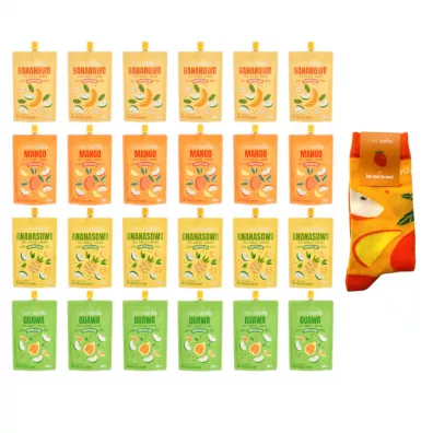 Owolovo Zestaw musw tropikalnych - mix smakw + skarpetki 24 x 200 g