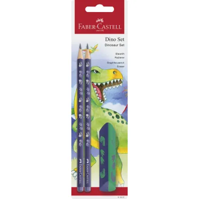 Faber-Castell Zestaw szkolny dinozaury 2 x o��wek + gumka blister