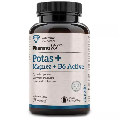Pharmovit Potas + magnez + witamina B6 active Suplement diety 120 kaps.