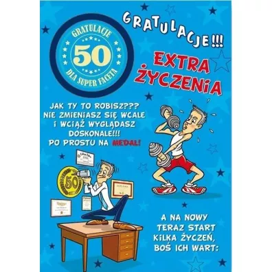 Stamp Karnet Party naklejany B6 + koperta Urodziny 50