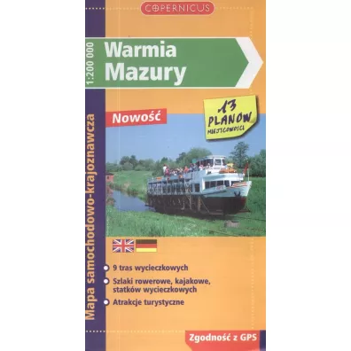 Warmia i Mazury. Mapa samochodowo - krajoznawcza