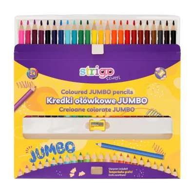 Strigo Kredki o��wkowe Jumbo tr�jk�tne z temper�wk� 24 szt.