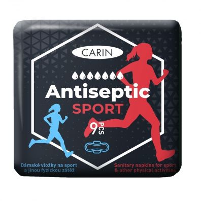 Carin Antiseptic Sport ultracienkie podpaski ze skrzydekami dla sportowcw 9 szt.