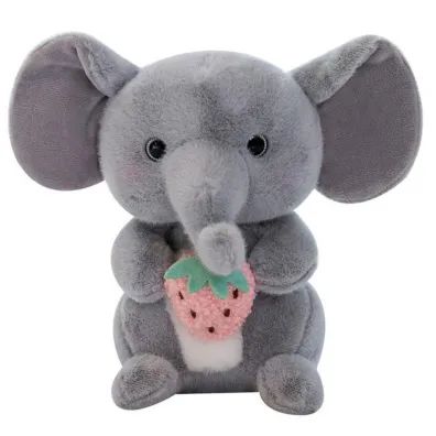 LeanToys Maskotka przytulanka s�o� z truskawk� szary 23cm