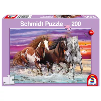 Puzzle 200 el. Trzy dzikie konie Schmidt