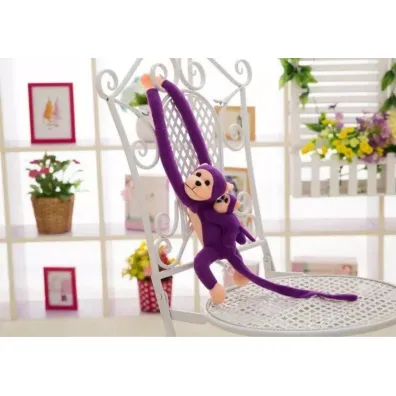Maskotka ma�pka z dzieckiem fioletowa 90cm LeanToys