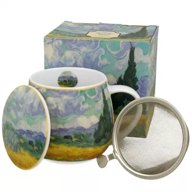 Duo Sp. z o.o. Porcelanowy kubek z zaparzaczem Van Gogh Wheat Field 430 ml