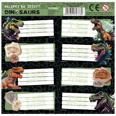 Derform Nalepki na zeszyty Dinozaur 25 szt.