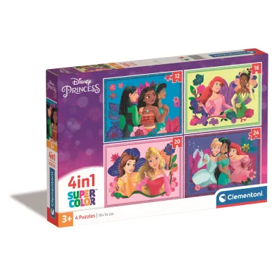 Puzzle 4w1 - SuperColor. Disney Princess (12+16+20+24 el.) Clementoni