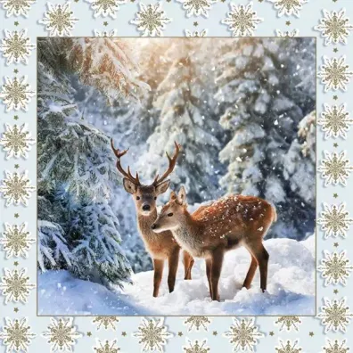 Serwetki Lunch Daisy BN - Roedeers Couple in Winter Forest SDGW023801