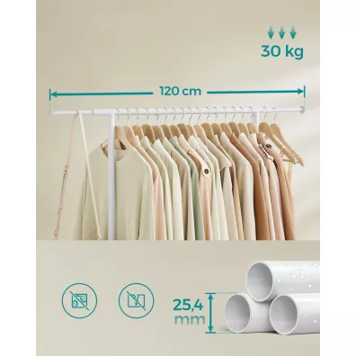 Songmics Mobilny wieszak na ubrania 156 cm biay