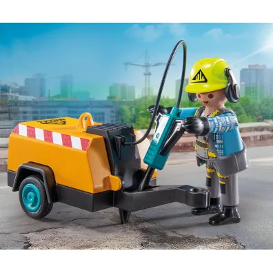 Playmobil Action Heroes Pracownik budowlany z m�otem pneumatycznym 71752