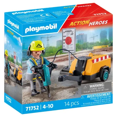 Playmobil Action Heroes Pracownik budowlany z m�otem pneumatycznym 71752