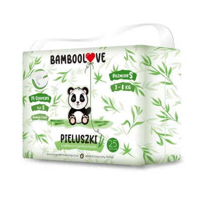 Bamboolove Pieluszki jednorazowe z w��knem bambusowym rozm. S (3-8 kg)