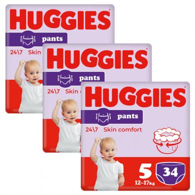 Huggies Pieluchomajtki Jumbo 5 Uni ND High Pants (12-17 kg) Zestaw 3 x 34 szt.