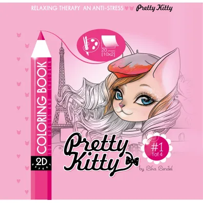Kolorowanka antystresowa 200x200 20 kartek usztywniana 2D brokat Pretty Kitty 1