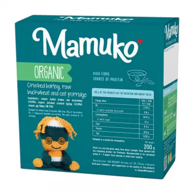 Mamuko Ekologiczna Kaszka Jczmienno - Gryczano - Owsiana 200 g Bio