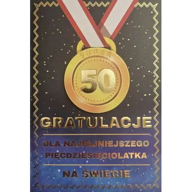 Yeku Karnet Urodziny 50 medal m�skie