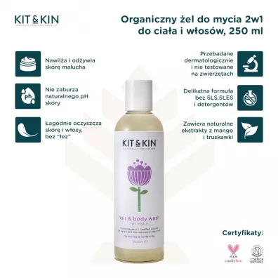 Kit and Kin Organiczny �el do mycia 2w1 do cia�a i w�os�w maluszka 250 ml
