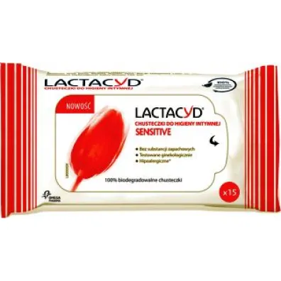 Lactacyd Sensitive Chusteczki do higieny intymnej 15 szt.