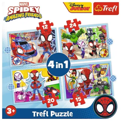 Puzzle 4w1 - Ekipa Spidey`a Spidey and his Amazing Friends, Marvel (12+15+20+24 el.) Trefl