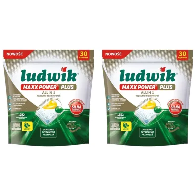 Ludwik MAXX POWER PLUS ALL IN 1 kapsu�ki do zmywarek Lemon zestaw 2 x 30 szt.