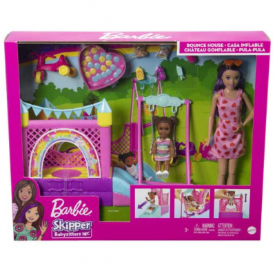 Barbie Lalka Opiekunka Skipper i dmuchany zamek HHB67 Mattel