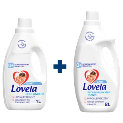 Lovela P�yn do p�ukania + Odplamiacz w �elu do ubranek niemowl�cych i dzieci�cych Zestaw 2 l + 1 l