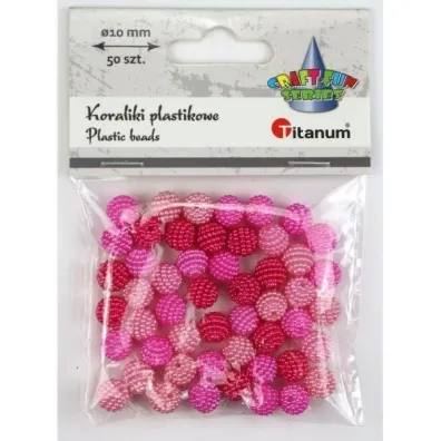 Titanum Koraliki plastikowe r�owe 10mm 50 szt.
