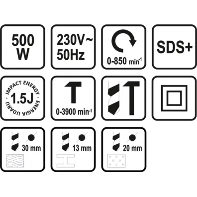 Toya M�otowiertarka sds plus 500w 2 funkcje.