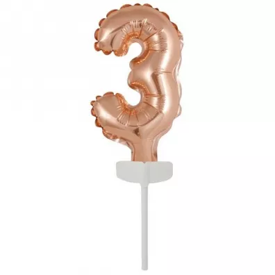 Amscan Balon foliowy mini cyfra 3 r�owe z�oto 7x12cm