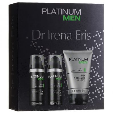 Dr Irena Eris Platinum Men zestaw nawilżający balsam po goleniu + krem regenerujący do twarzy na dzień i na noc + szampon zagęszczający włosy 50 ml + 50 ml + 125 ml