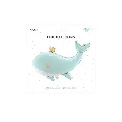 PartyDeco Balon foliowy Wieloryb b��kitny 93x60cm