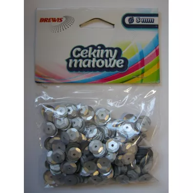 Cekiny matowe M20 8mm, 10g srebrne