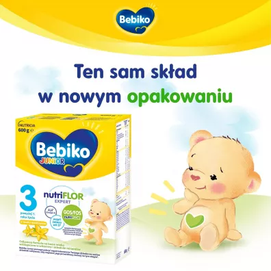 Bebiko Junior 3 Odywcza formua na bazie mleka dla dzieci powyej 1. roku o smaku waniliowym 600 g