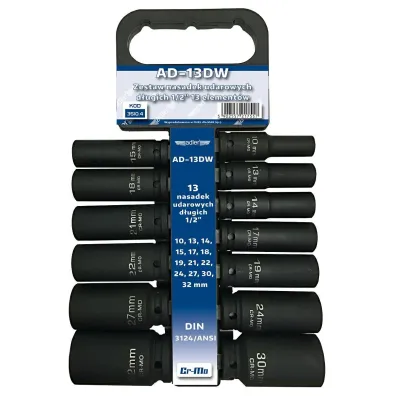 Adler Nasadki udarowe d�ugie 1/2" ad-13dw 10-32mm /wieszak 13 szt.