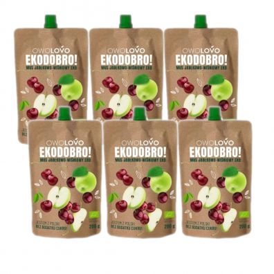 Owolovo Mus jabkowo-winiowy Ekodobro Zestaw 6 x 200 g Bio