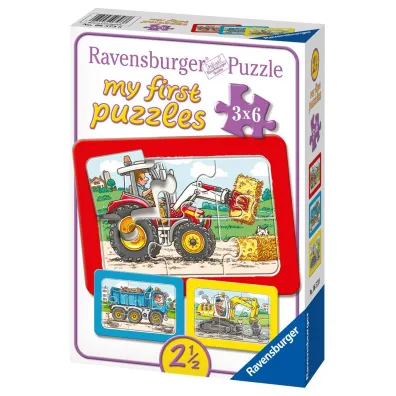 Puzzle 3x6 el. Traktor, koparka i ci�ar�wka Ravensburger