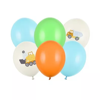 PartyDeco Balony Pojazdy budowlane 30cm