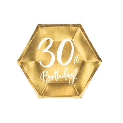 PartyDeco Talerzyki 30th Birthday 20 cm 6 szt.