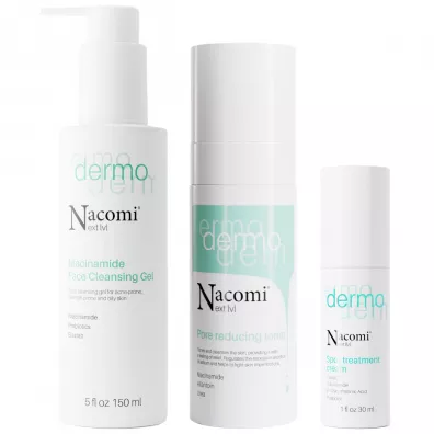 Nacomi Zestaw kosmetykw Dermo do twarzy: oczyszczajcy el + tonik + krem przeciw niedoskonaociom 150 ml + 100 ml + 30 ml