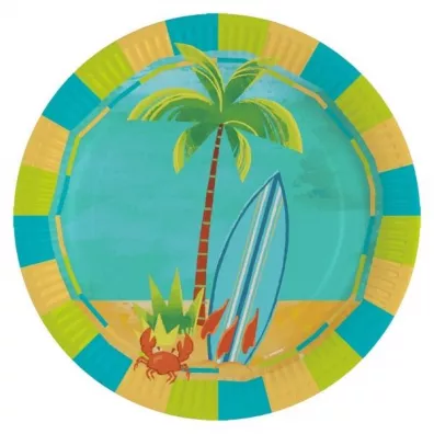 Amscan Talerze owalne papierowe Surfing 23cm 8 szt.