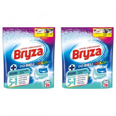 Bryza Hygiene kapsuki 5w1 do prania do bieli i kolorw zestaw 2 x 38 szt.