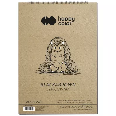 Happy Color Szkicownik na spirali BLACK&BROWN, A4, 80g, 50 arkuszy 50 kartek
