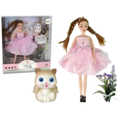 Lalka Emily warkocze kot kwiaty LeanToys