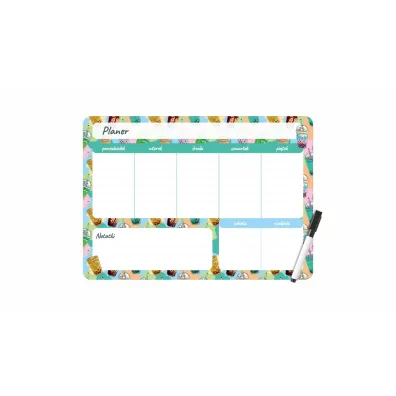 Biurfol Planer magnetyczny 35x25 tygodniowy z nadrukiem bubble tea