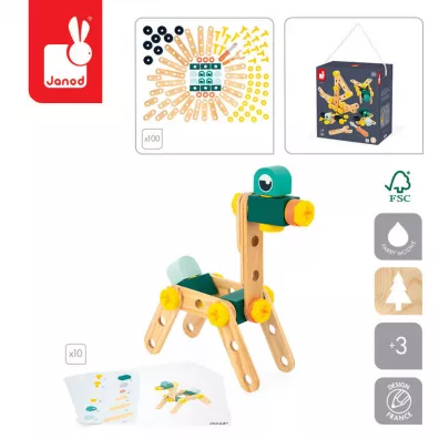 Zestaw konstruktora 100 elementw Brico`kids 3+ Janod